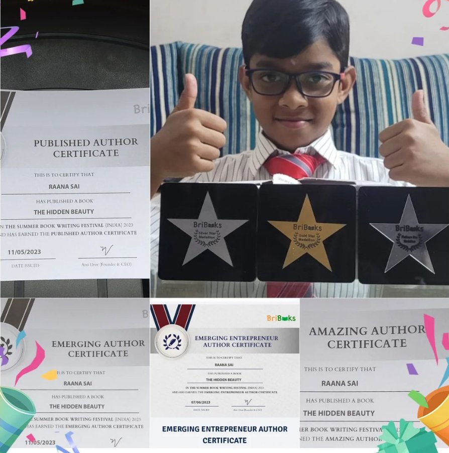 BriBooks_global's tweet photo. Meet Raana Sai, Author of the book 'The Hidden Beauty.'
He is excited to share his medallions and certificates with the audience.
Her book is available here: https://t.co/3Dmz5IAy2J
#authorsofbribooks #youngauthors #authorspost #repost https://t.co/665attBK9B