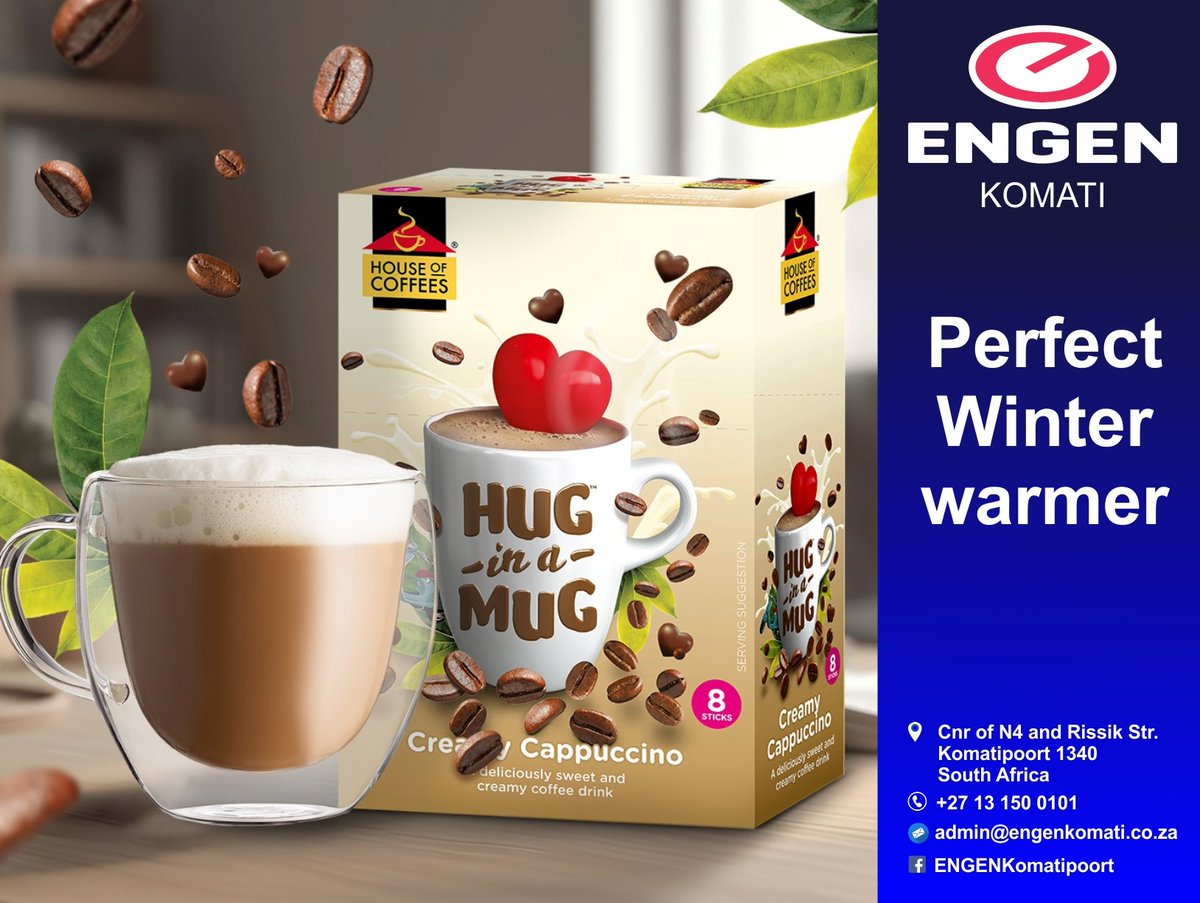 ENGEN KOMATI MPUMALANGA – Perfect winter warmer Hug in a Mug different flavours in stock. - Get yours today!

Click and like our page and keep up to date and see what Engen Komati is up to FB Page: https://t.co/Vam9Mf9iGj

#EngenKomati #huginamug #instantcoffee  #GorePrinting https://t.co/dIfBZ1k2kk