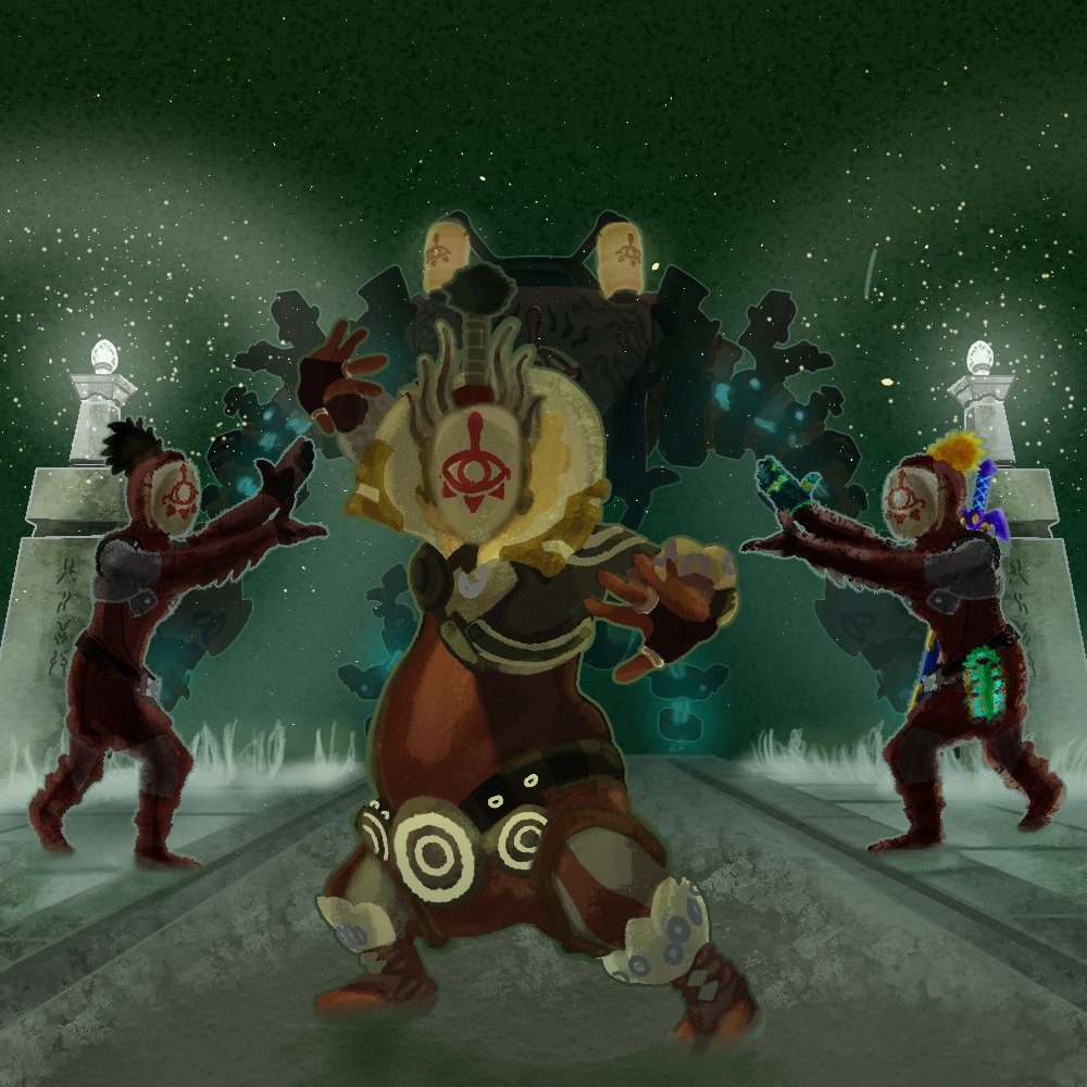 TheSplascher's tweet photo. My drawing for the #LinasLenovoContest from @LinaFleer  .

" Master Koga and his loyal Yiga followers ?! 🍌"

(with and -out Text) https://t.co/O7Xw2FiyCl