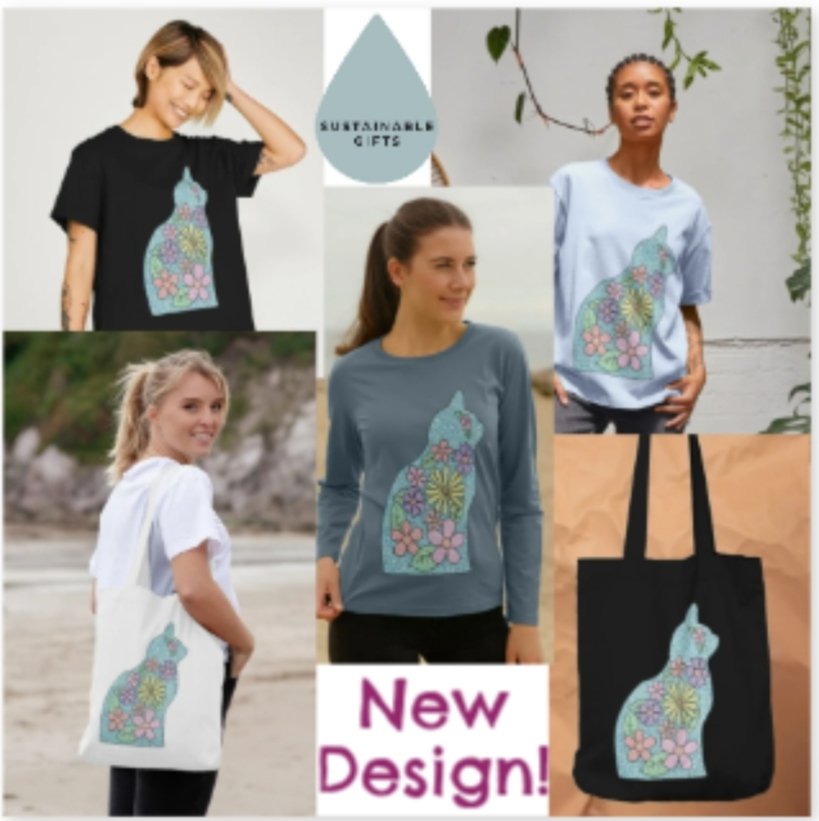 New design in The Hollow Way Teemill store - sustainable, organic, produced in the UK using renewable energy! 
the-hollow-way.teemill.com 🌼🐈‍⬛ #shopindie #mhhsbd #elevenseshour #ArtistOnTwitter #shopsmallbusiness #ecogifts