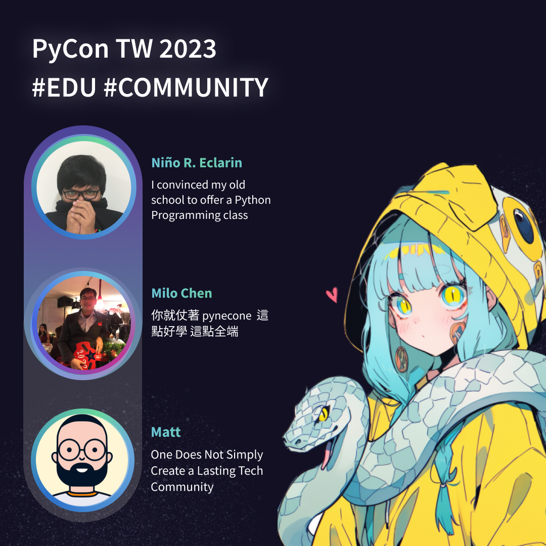 PyConTW's tweet photo. 📢 PyCon Taiwan 2023 Community and Education Proposals! Happy to have you in the conference! And looking forward to seeing you in person this year! https://t.co/1jdjSRwp3X