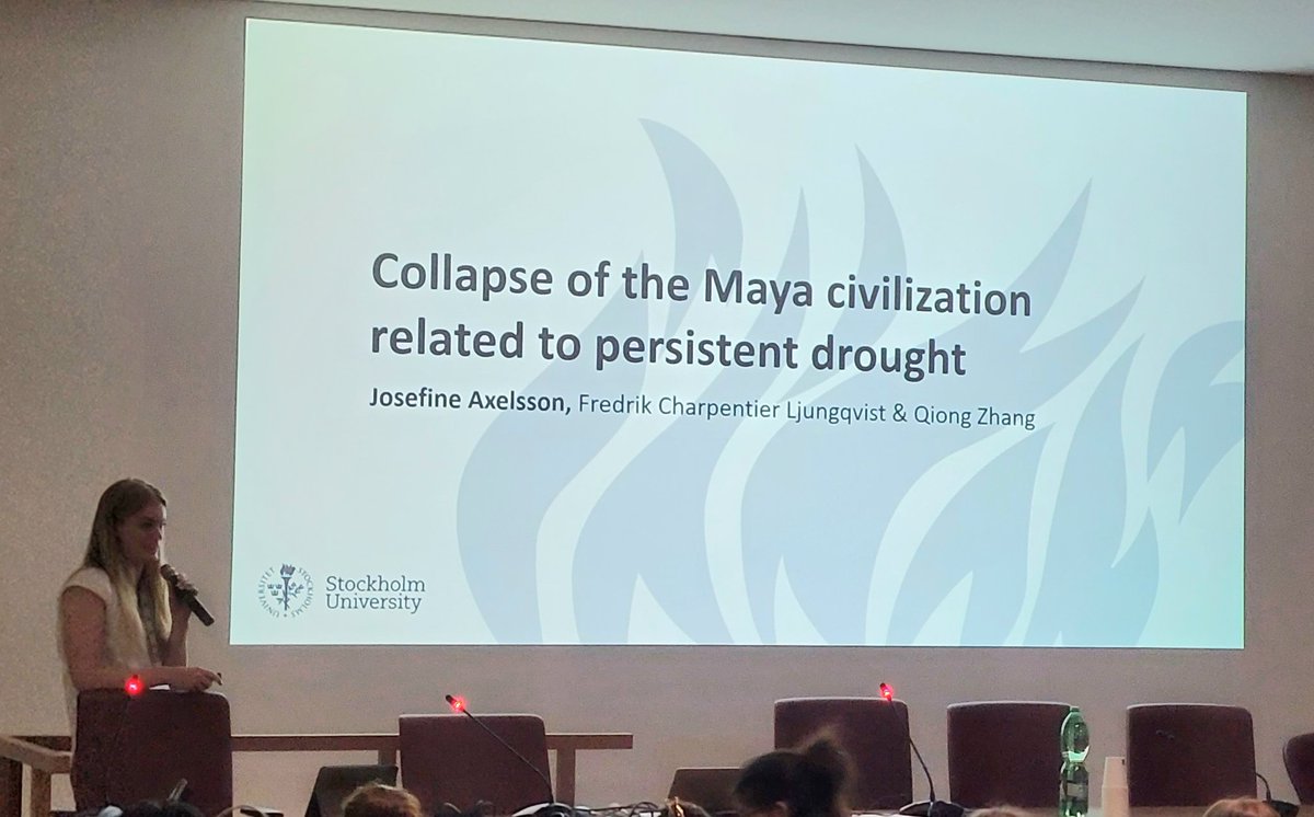 ClimQuat's tweet photo. Josefine Axelsson @Stockholm_Uni presenting her research on the Mayan collapse at #INQUARoma2023 #natgeoSU #CMIP5 https://t.co/QHtNv1IkRI