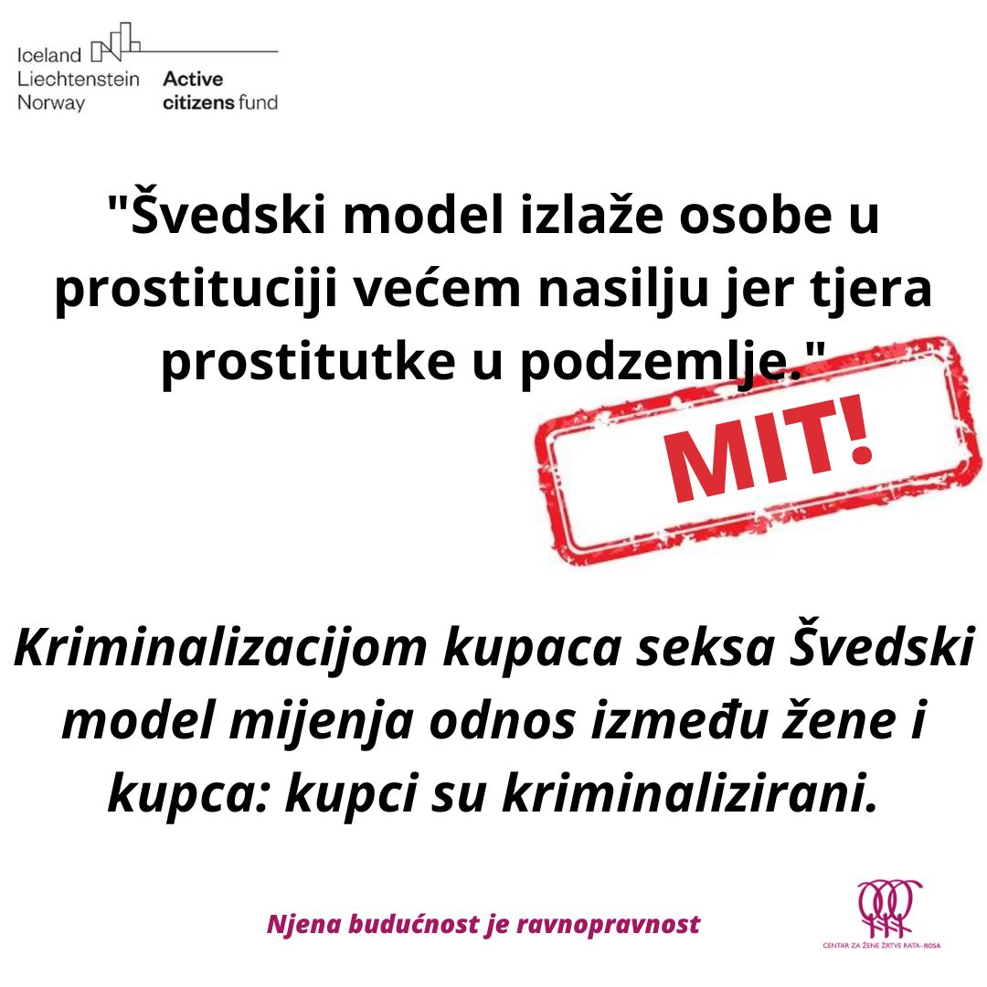 Model je na snazi u Švedskoj od 1999. godine, poznat kao švedski ili nordijski model, ili kao abolicionistički model; dekriminalizacija žena u prostituciji i kriminalizacija svodnika i kupaca seksa.
#StopTheDemand #neithersexnorwork
#prostitucijajenasilje
#ahaprojekti #acfcroatia