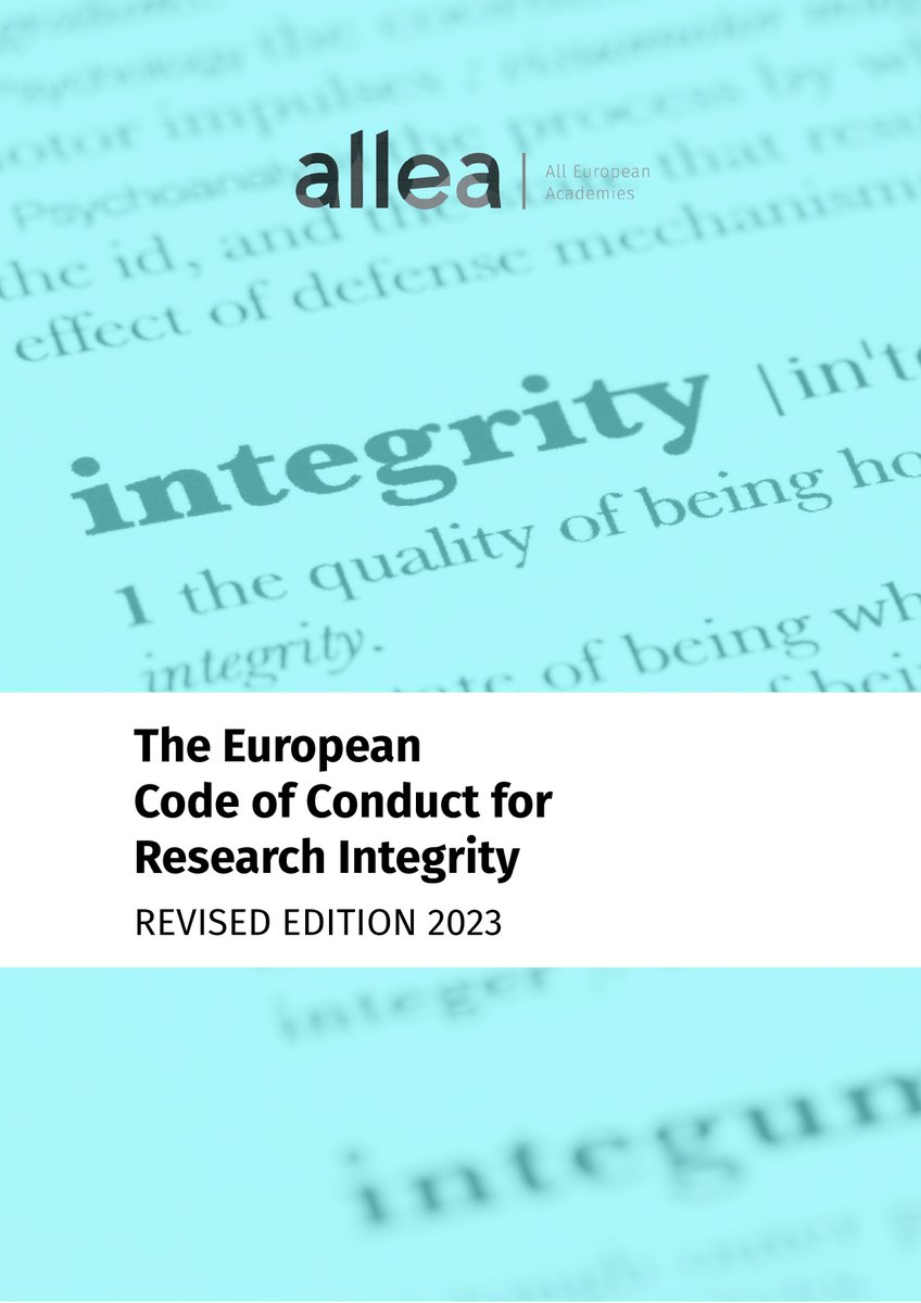 ALLEA_academies's tweet photo. In June, ALLEA published the 2023 Revised Edn of the European #CodeOfConduct for #ResearchIntegrity!

The revision reflects changes in data management practices, GDPR, recent updates in #OpenScience &amp; research assessment.

Check out the revised Code 👇

🔗https://t.co/LcWX0UmnYK https://t.co/kDxLW5jMxx