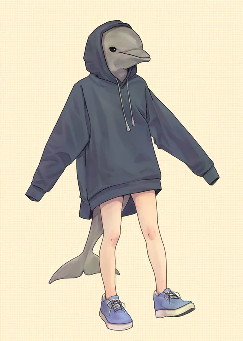 今日7/17は #海の日 なので、イルカの獣人ちゃん載っけます #furryart #獣人 #イラスト