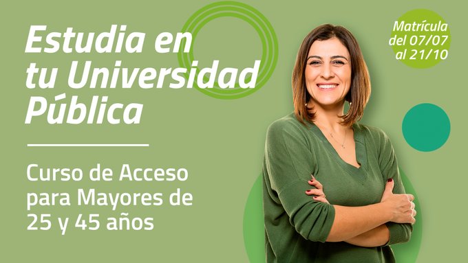 unedalmeria's tweet image. 📢📢 Matrícula abierta 
Curso de Acceso para Mayores de 25 y 45 años 
🗓️Hasta el 21-10
🔗 uned.es/universidad/in…
#EstudiaEnLaUNED #SomosUNED #Somos2030 #UNED50