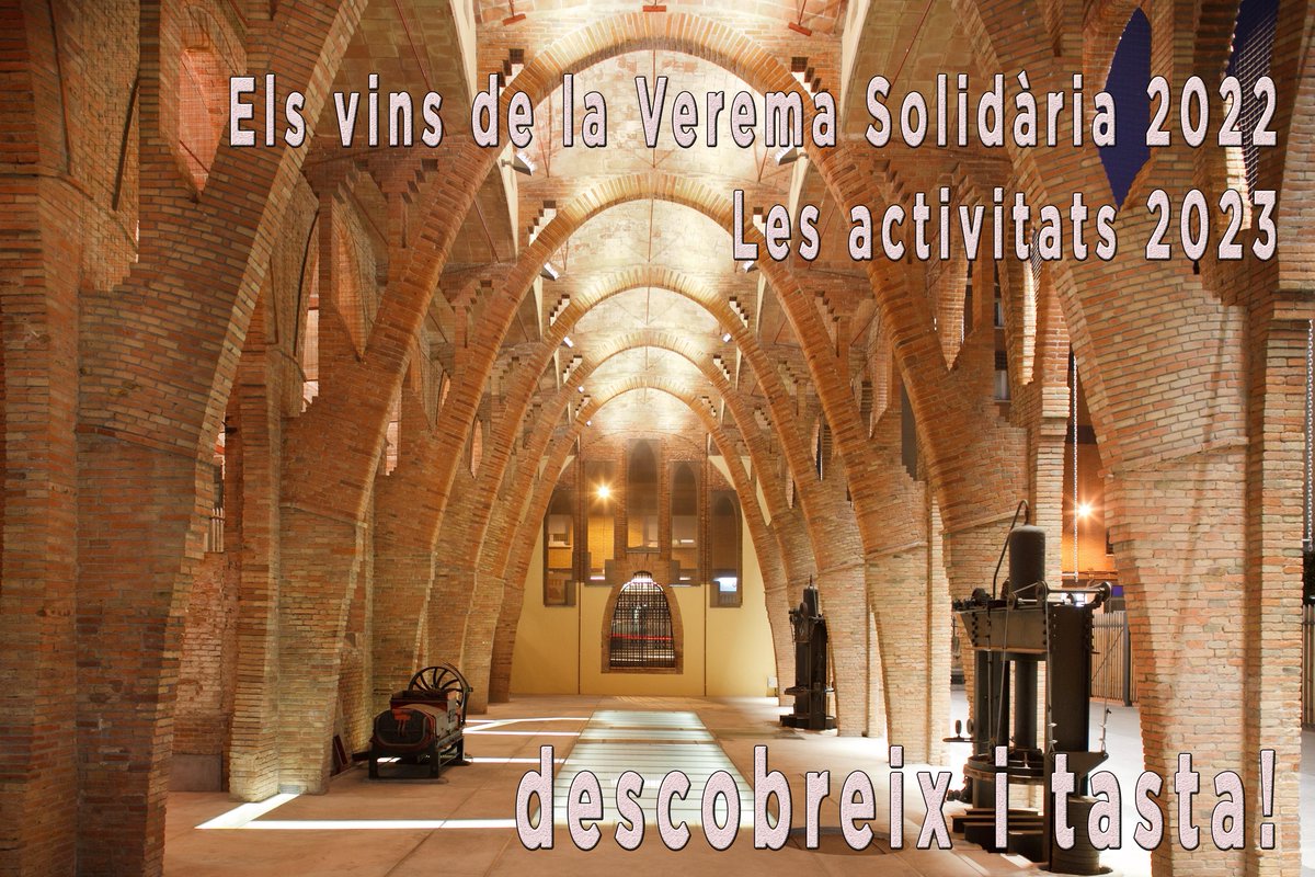 dimarts 25 de Juliol. 
Presentació/tast dels vins (4) de la Verema Solidària 22
L'entorn priviligiat del Celler Modernista Sant Cugat 
Entra i descobreix👇
bitly.ws/LAcK
No t'ho perdis
els vins, la copa solidària, les entitats, l'entorn 
Apunta't ara, places limitades