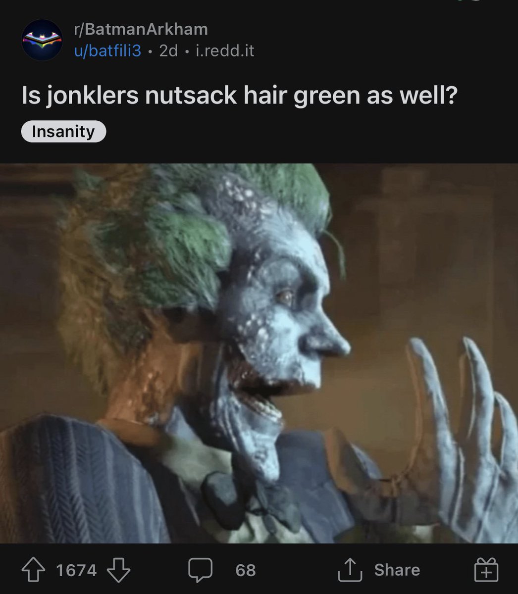 ashtonator3000's tweet photo. The Batman Arkham subreddit going insane is one of the funniest things I’ve ever seen https://t.co/mu2iKB6qCN