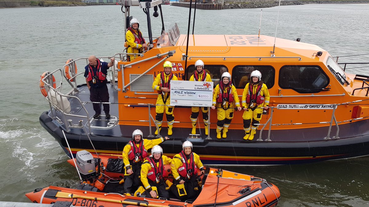 wicklowlifeboat's tweet image. Many thanks to Coxswain Ciaran Doyle’s colleagues at #CommScope for the generous donation of $1000 US dollars to #WicklowRNLI