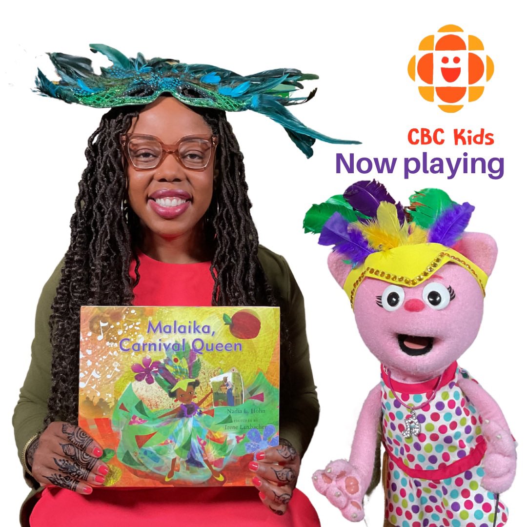 NOW PLAYING at @CBCKids #BookClub! I had so much fun sharing my newest book #MalaikaCarnivalQueen on kid’s TV. Now I’m ready to share this CBCKids video with the world! Watch it at the link in my bio or on YouTube here: youtu.be/k1rvOAtOrY8 @GroundwoodBooks @cbcbooks