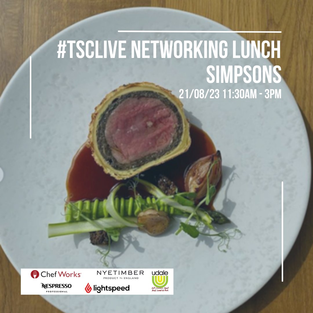 The Staff Canteen's August #TSCLive networking lunch will be at @simpsons_rest! Want to join us? Send us a DM 📲 Sponsored by @Nyetimber, @chefworksuk, @UdaleFoods, @NespressoUK and @LightspeedHQ
