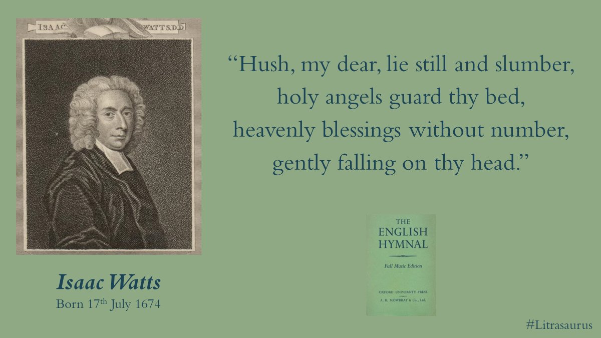 LitraQuest's tweet photo. #BoTD

Isaac Watts

Godfather of English hymnody
Credited with writing ~750 hymns
Also an inspiring preacher

Wrote text books on geography, astronomy, grammar and philosophy widely used in C18th as well as innovative works on logic

Buried in #Bunhill Fields

#LITRASAURUS https://t.co/7gQdKFkOGZ