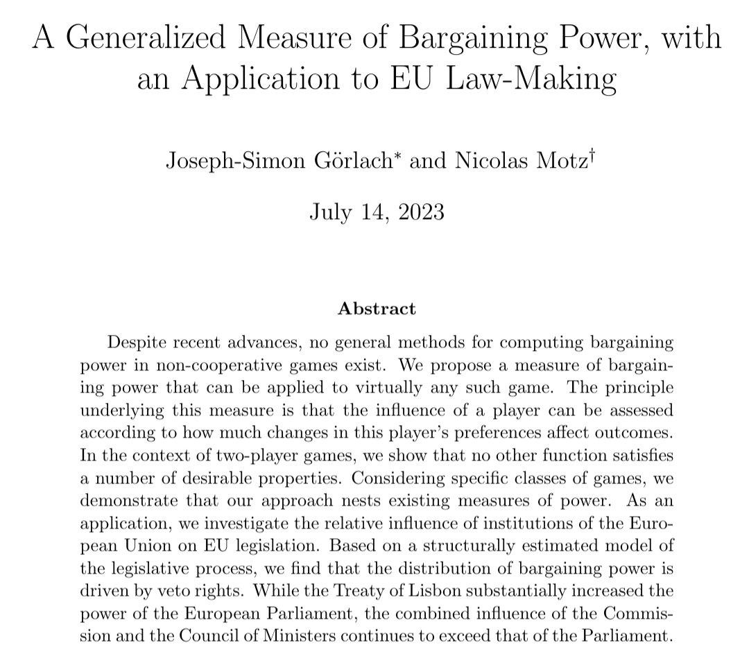 NicolasMotz's tweet photo. 🚨 New working paper 🚨

https://t.co/3Nw0co2fec

A tremendous amount of effort has gone into this one!

We introduce the first general measure of bargaining power for non-cooperative games.

Why is this important?👇 https://t.co/PwuryLDoEG