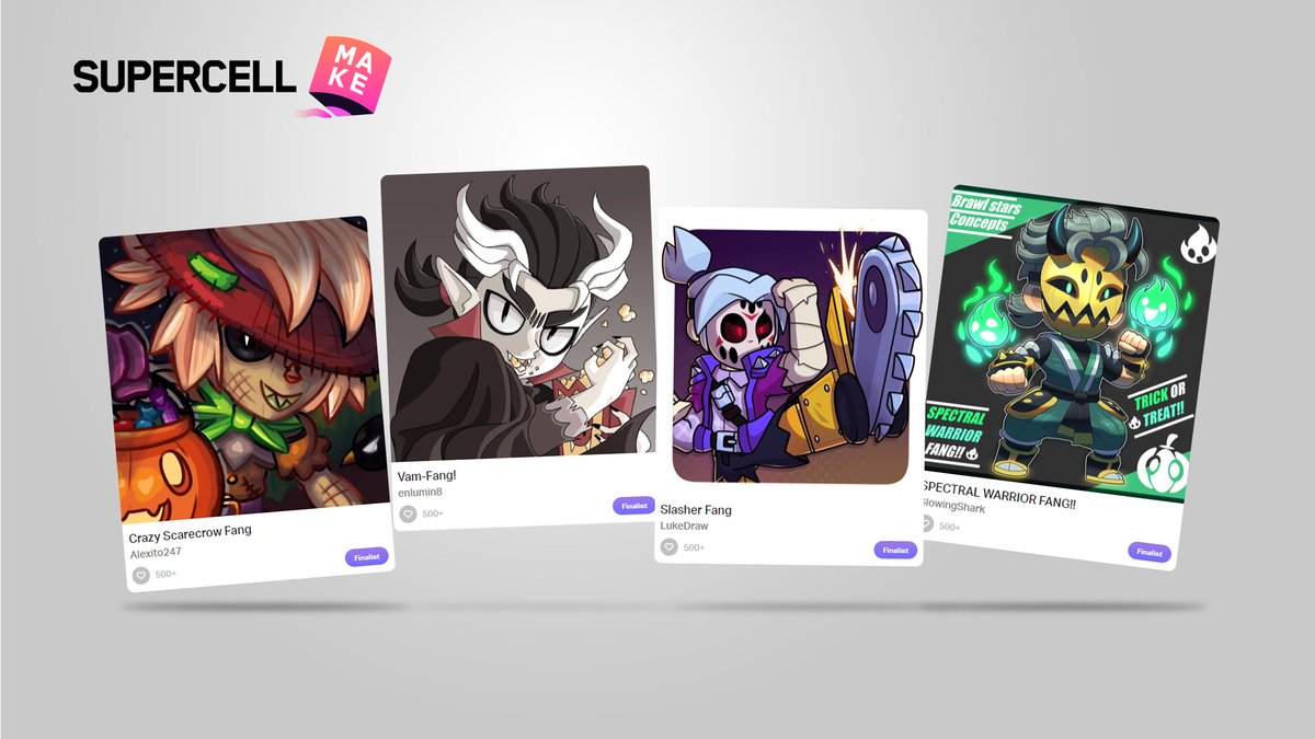 BrawlStars's tweet image. The "MAKE a Spooky-Fang Skin" campaign is ending! Go to the in-game News and vote for the one you want to see in Brawl Stars! 👟

We have four finalists, and the one with the most votes will be added to the game! They are:

🧛🏻 Vam-Fang: make.supercell.com/en/creation/va…

🪚Slasher Fang…