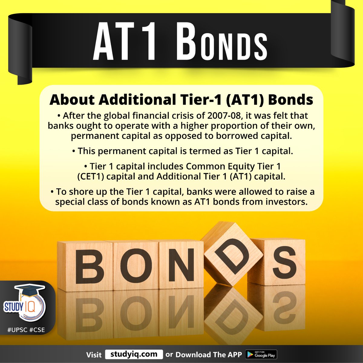 upsciq's tweet photo. AT1 Bonds

#at1bonds #statebankofindia #sbi #india #additionaltier1 #psubanks #globalfinancialcrisis #banks #tier1capital #cet1 #investors #bonds #regularinterest #cocos #debtproducts #investorsrisk #yesbankcase #upsc #cse #ips #ias https://t.co/gVlw8x4QdO