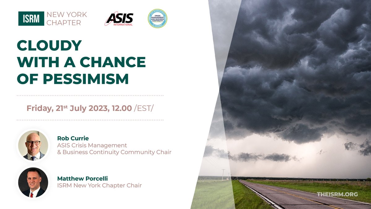 🔔ISRM New York Chapter's webinar is only 4 days away!

🔺"Cloudy with a Chance of Pessimism" on July 21st at 17:00 BST.

Register here➡️ theisrm.org/en/cloudy-with…