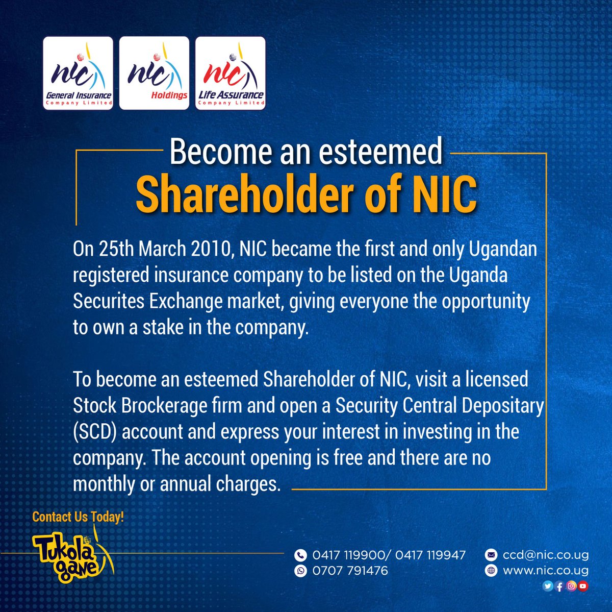 nicholdings's tweet photo. Shares can be bought and sold anytime when the market is open for trading through a Stock Brokerage firm. Please contact us to find out more on how you can become a Shareholder of NIC.
#NICGeneral #NICLife #Tukolagane https://t.co/Usy4xRRCd1