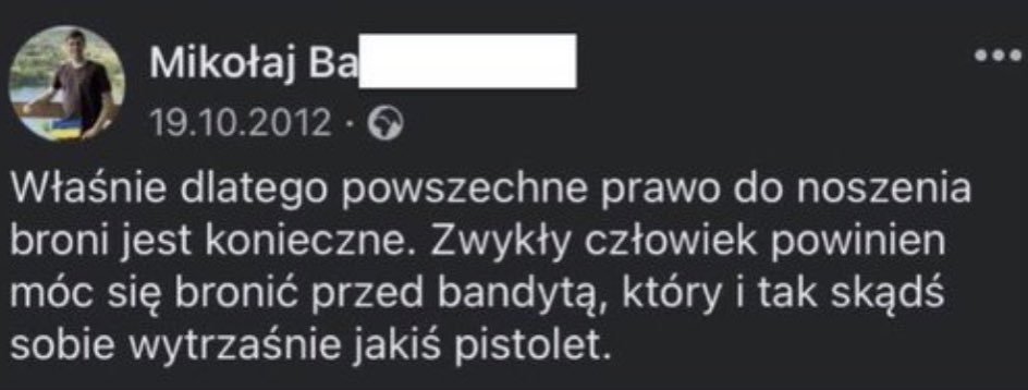 AwDitrich's tweet photo. To post osoby, która zastrzeliła w Poznaniu drugiego chłopaka, a potem siebie. Według moich informacji broń miał legalnie.

Do przemyślenia. https://t.co/fhsJkNCplY