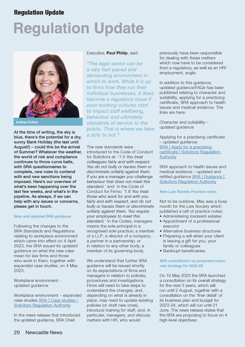 Baskervilleeme1's tweet photo. Newcastle News June 2023
Regulation Update from Andrea Cohen
https://t.co/WG8T4FVHjx
@Weightmans https://t.co/uclrXEcy4d