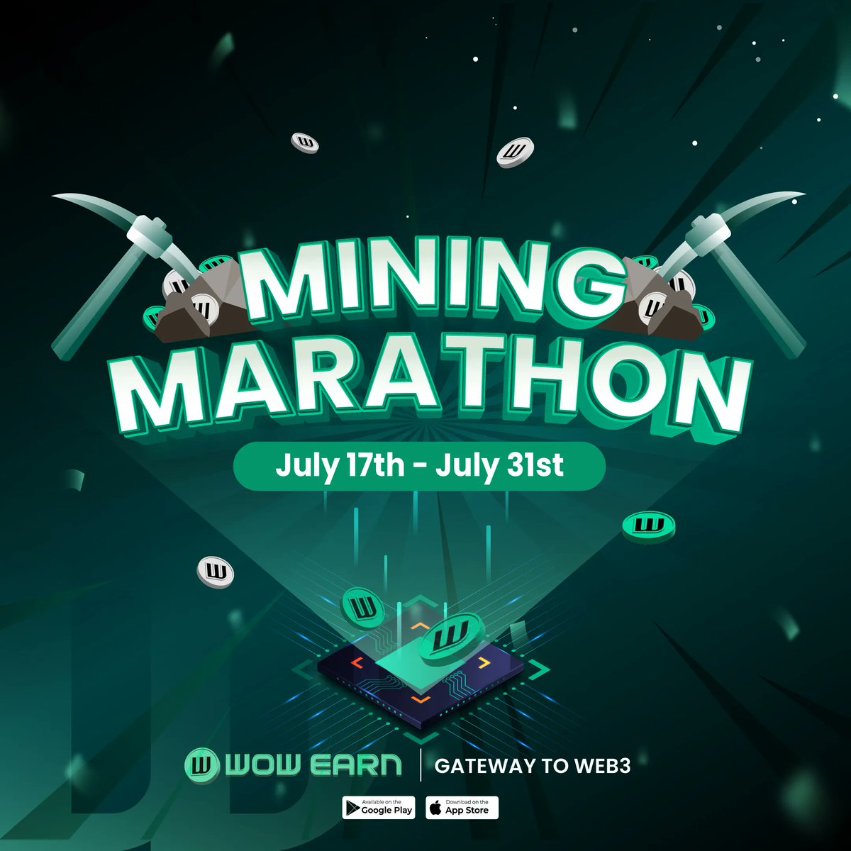 🚀 Join WOW EARN's Mining Marathon: July 17th to 31st! 

Earn WOW tokens, win up to $500,&amp; a chance to win $1000 in the Gleam giveaway. 

Boost your mining speed with teams, staking, &amp; the #WOWEARN wallet. Don't miss out on this opportunity!

LINK HERE buff.ly/3PZ9xb6 ⏰
