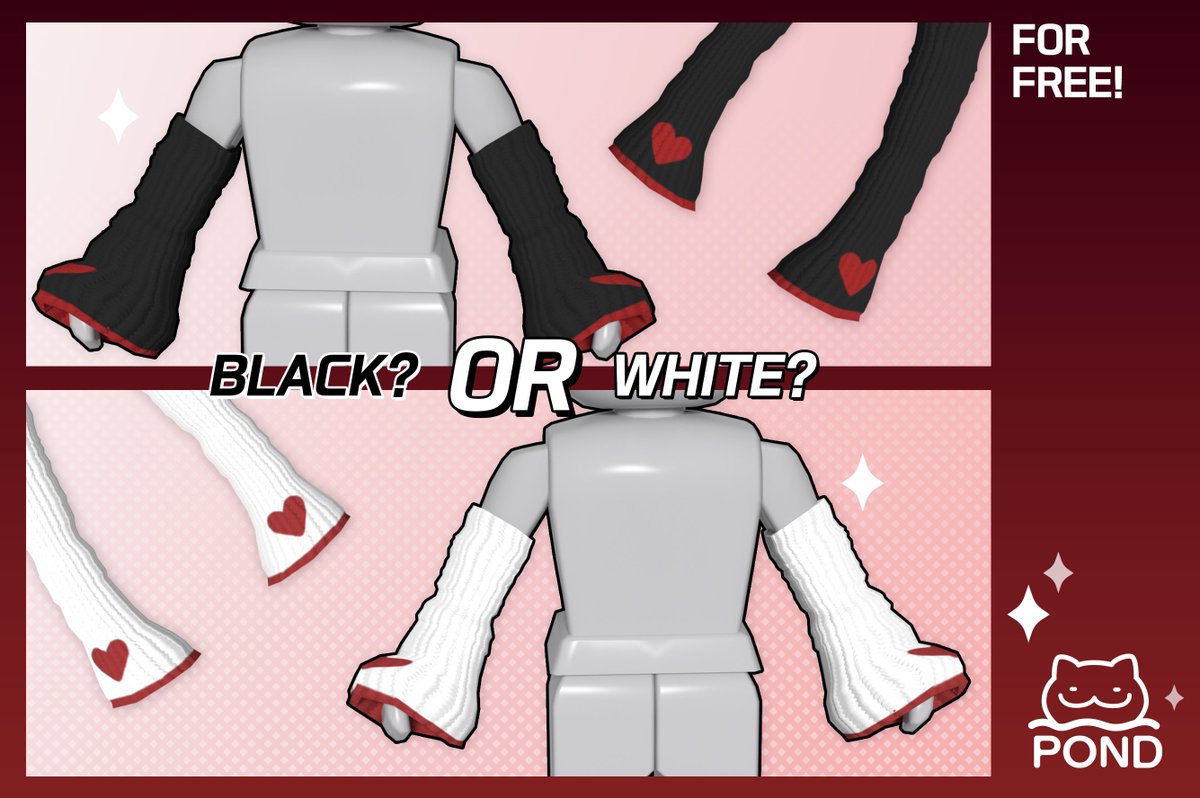 🖤Black? or 🤍White?
More popular items will be released as free limited items!

Vote for which color you like better!

RTs and likes are a big boost to the event.🔥
Don't forget to follow me so you don't miss the event!

#RobloxUGC #RobloxFreeUGC #RobloxLimitedUGC