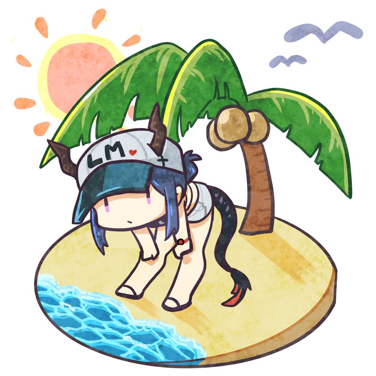 チェン(アークナイツ) 「海の日だからね。暑いね。」|サラ＋🕹Skeb募集中のイラスト