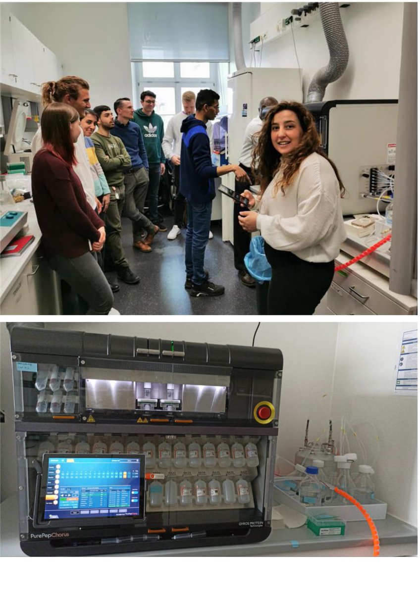 🎉 Exciting news from @HMaricLab! Just got PurePep Chorus synthesizer from @GyrosProteinTec. Synthesize two 15-mer peptides in under 7 hours, a game-changer! Thanks Luísa & Isaac for impeccable installation, training & assistance. #PurePepChorus #PeptideSynthesis #PNA