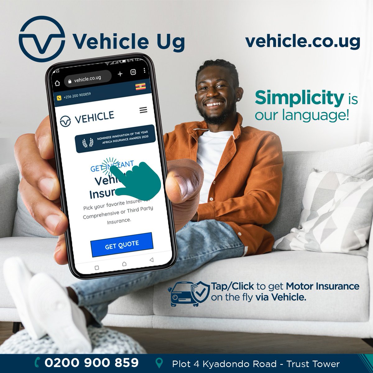 Vehicle_UG's tweet photo. It all starts with a click on your phone and you are protected against making losses with our Motor Insurance Cover.
Trust us to make it easy via https://t.co/OqZTelgL33
#MotorInsurance #SimbulaWithMTP https://t.co/0gkNG4mLRK