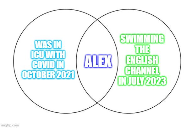 ONE WEEK TO GO!
A strange Venn diagram for a teenager to be uniquely in the centre of…. 
Please retweet/share to #supportAlex and the team
#inspire #givingback #channelswim #charitychallenge  #incrediblestory

justgiving.com/page/alexchann…