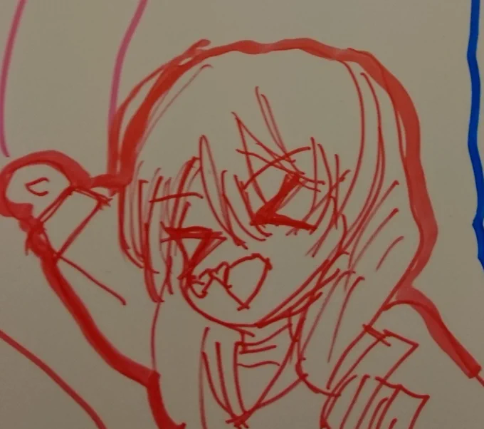 寄せ書きボード、高いところしか空いてない… 腕を限界まで上げながら描かないと届かないしムズい…!
