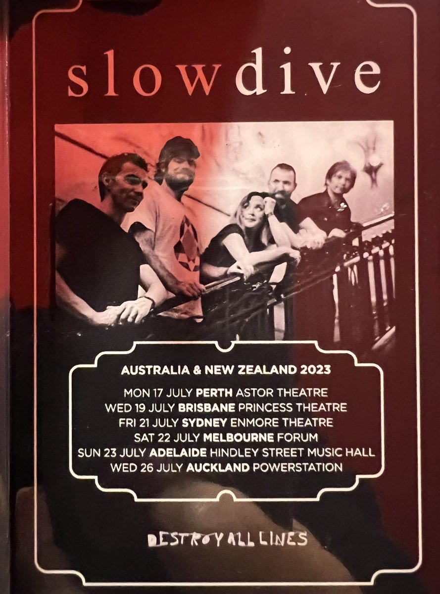 Woke up in Perth (yes my back sprain recovered well thanks) and I’m buzzed to be able to finally start the postponed @slowdive tour at the @astortheatre tonight!