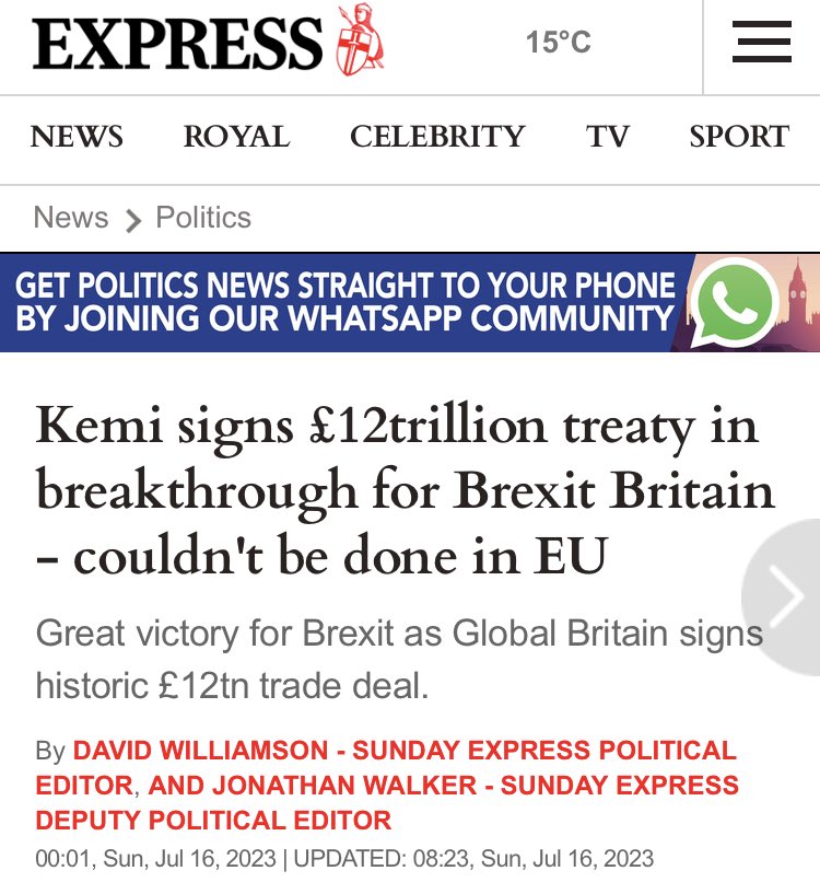The Tories wasted 8x as much on PPE during the pandemic as the CPTPP deal is expected to boost UK GDP over an entire decade. This is a pimple on an elephant.

The fact they're leaning on their RW media pals to inflate the story to monstrously distorted proportions is pathetic.