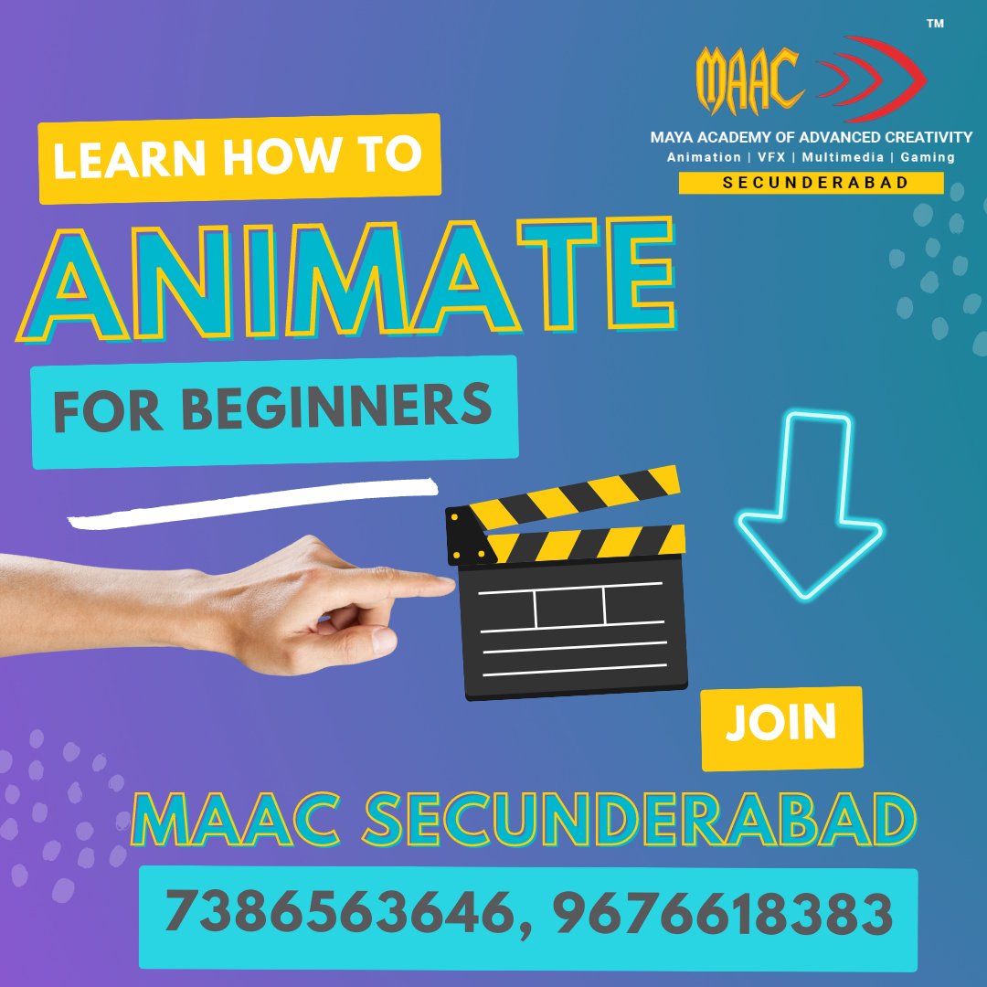 Unlock Your Creativity: Animation Courses at MAAC Secunderabad. For More Info:
Contact📱: 7386563646, 9676618383
Visit🌐: maacsecunderabad.com
#animation #vfx #multimedia #filmmaking #gaming #graphicdesign #maacsecunderabad #bestmultimediainstitute #hyderabad #visualeffects