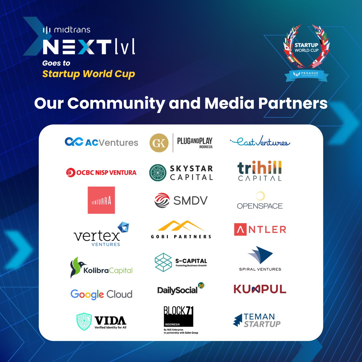 Calling all #Indonesian Startups! 
Gobi is thrilled to support the "<a href="/midtrans_id/">Midtrans</a> Next Lvl Goes to Startup World Cup" event! 

Gather your team, fine-tune your pitch deck, and register before July 26, 2023, at midtrans.com/nextlvl. 

#GobiPartners #Innovation #VentureCapital