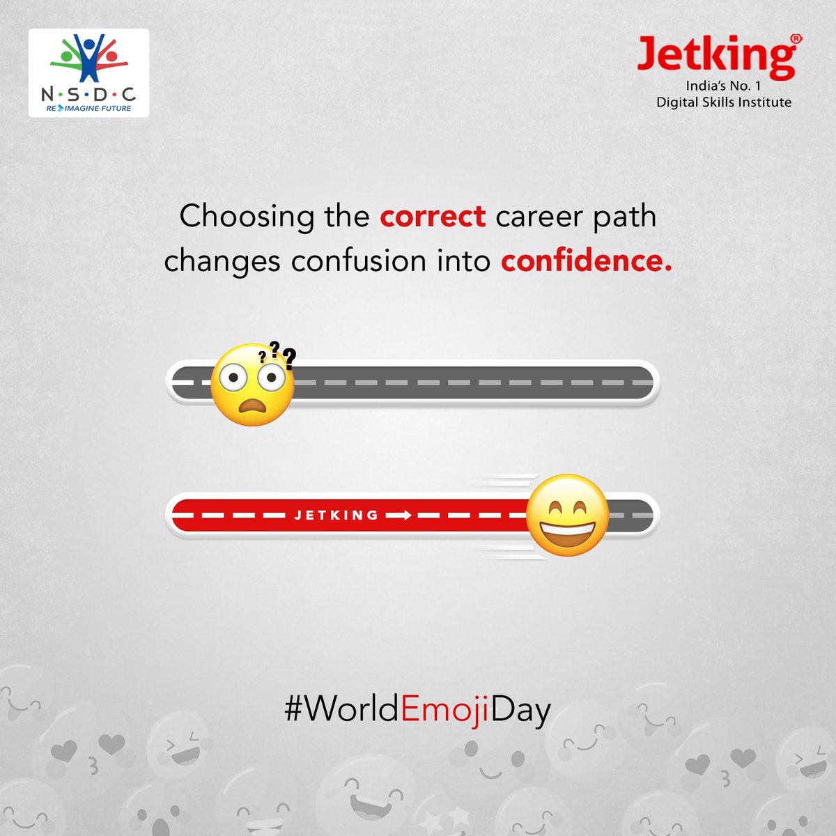 JetkingLtd's tweet photo. Today, and every day, let's choose the path for our future that leads us to smile-filled moments of happiness. Happy #WorldEmojiDay!
#EmojiDay #EmojiDay2023 #Emoji #JetkingIndia #Jetking https://t.co/Fxb0qwdyp6