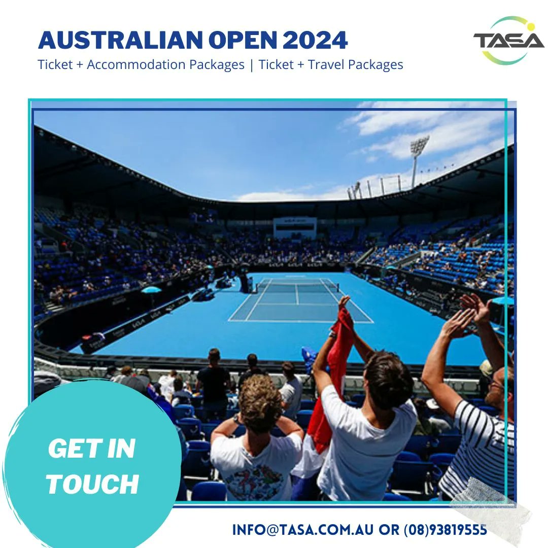 Don't miss the 2024 Australian Open! 🇦🇺 

Get your tickets now!

📞 Call 1800 33 44 23 or ✉️ email info@tasa.com.au to book your tickets today! 

#australianopen #tennis #melbourne #kyrgios #nadal #federer #djokovic #wimbledon #sydney #perth #adelaide #alcaraz