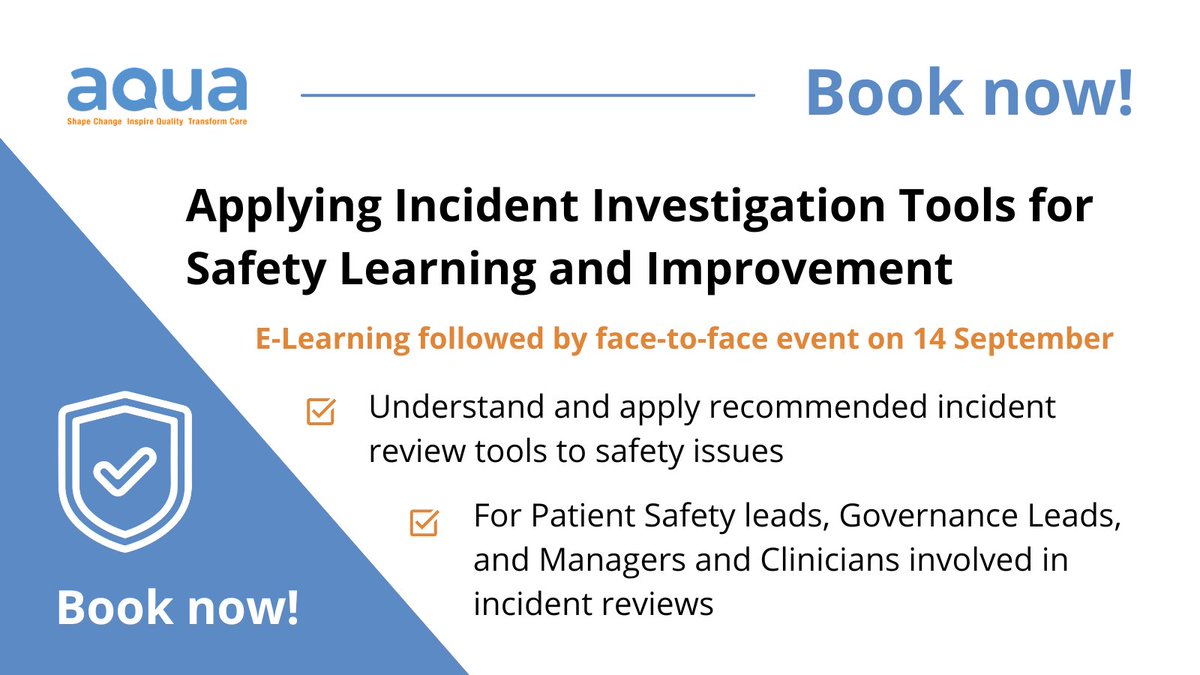 Self-led, virtual learning followed by a face-to-face event on the 14 September.

🆕 Our brand-new programme Applying Incident Investigation Tools for Safety Learning and Improvement is now available for booking.

Book now: bit.ly/3NI1YEg