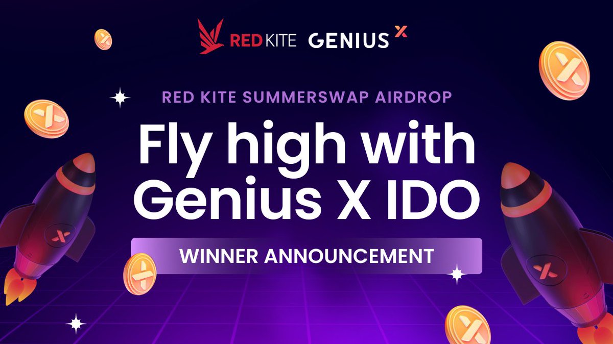 🛎 Winner list for the airdrop between Red Kite and Genius X has been revealed. Check this out: docs.google.com/spreadsheets/d… 🎁 Rewards have been DISTRIBUTED. Check your wallet if you are one of the winners 🎉