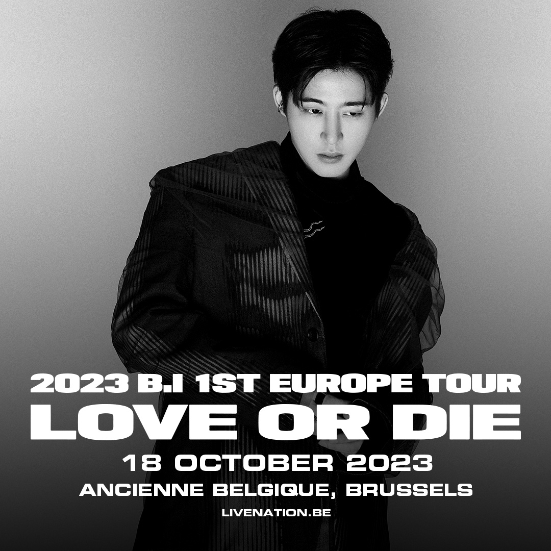 #NEWCONCERT: South-Korean singer and rapper B.I rose to fame as the leader of K-pop boyband iKON. This fall, he's presenting his debut solo album 'TO DIE FOR' at Ancienne Belgique on 18 October! 🇰🇷🤯

🎫 Tickets on sale from Friday 21 July at 10AM: bit.ly/3XUcOui
