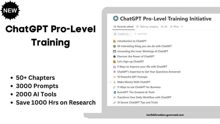 Kids are making $20K/month with ChatGPT But 97% people still don't understand how So I curated 'Pro-Level Training Initiative' Normally $49, but next 24 hrs it's FREE! To get it: 1. Follow me (so I can DM you) 2. Like & RT this tweet 3. Reply 'Pro'