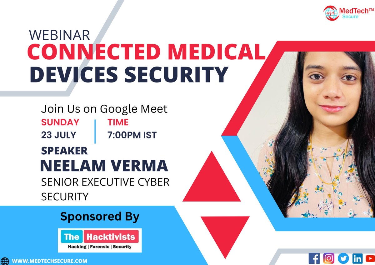 medtechsecure's tweet image. Join our Webinar on Medical Cyber Security 
forms.gle/xEcmTG4zx8K9jQ….
#SecureHealthcare #MedicalDataSecurity #CyberThreats #HealthcareIT #InfoSec #CyberAwareness #HealthcarePrivacy #CyberDefense #DigitalHealthSecurity #HealthcareCyberattacks