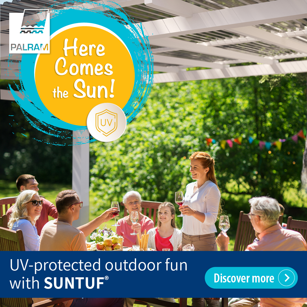 Create a cozy outdoor family nook with SUNTUF polycarbonate roofing. 
Enjoy your time while staying protected from harmful UV rays. 📚☀️ 
#ReadingNook #UVProtection