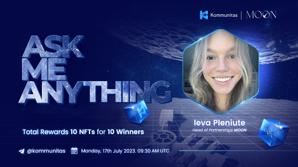 BuildMOON's tweet photo. 🚨 Join us for an exciting AMA with @Kommunitas1 today!  ヾ(-。- )ゞ

Set your alarms at 9:30 AM UTC and get ready to dive deep into the MOON 🚀

👉 Join the AMA: https://t.co/MATCm7g0md

Also, don't forget to be active during AMA and try your luck to win 1 out of 10 valuable NFTs 🤑

We look forward to see you soon 👋