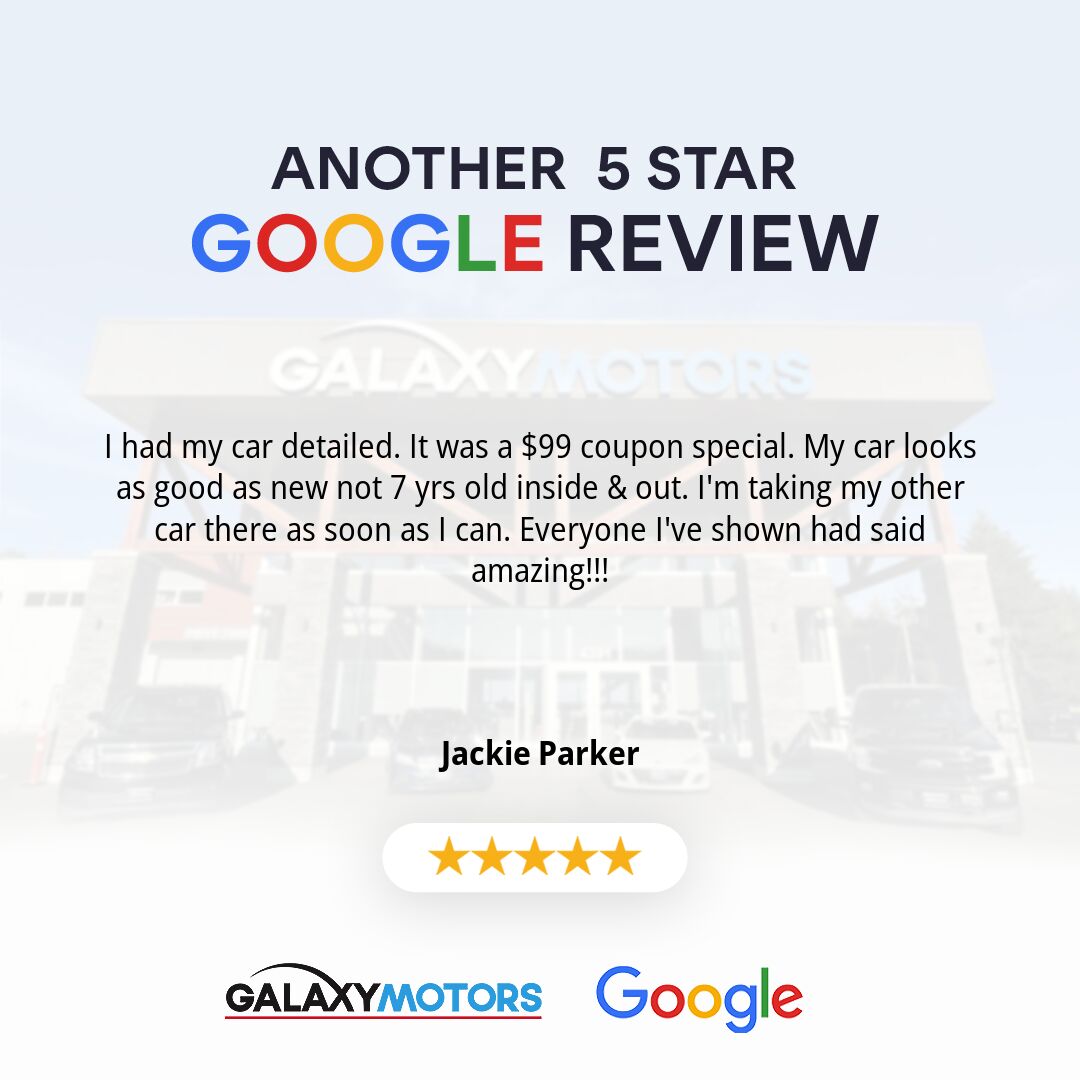 Another 5 Star Google Review! Thank you for working with us Jackie Parker.
#5StarGoogleReview #GalaxyMotors