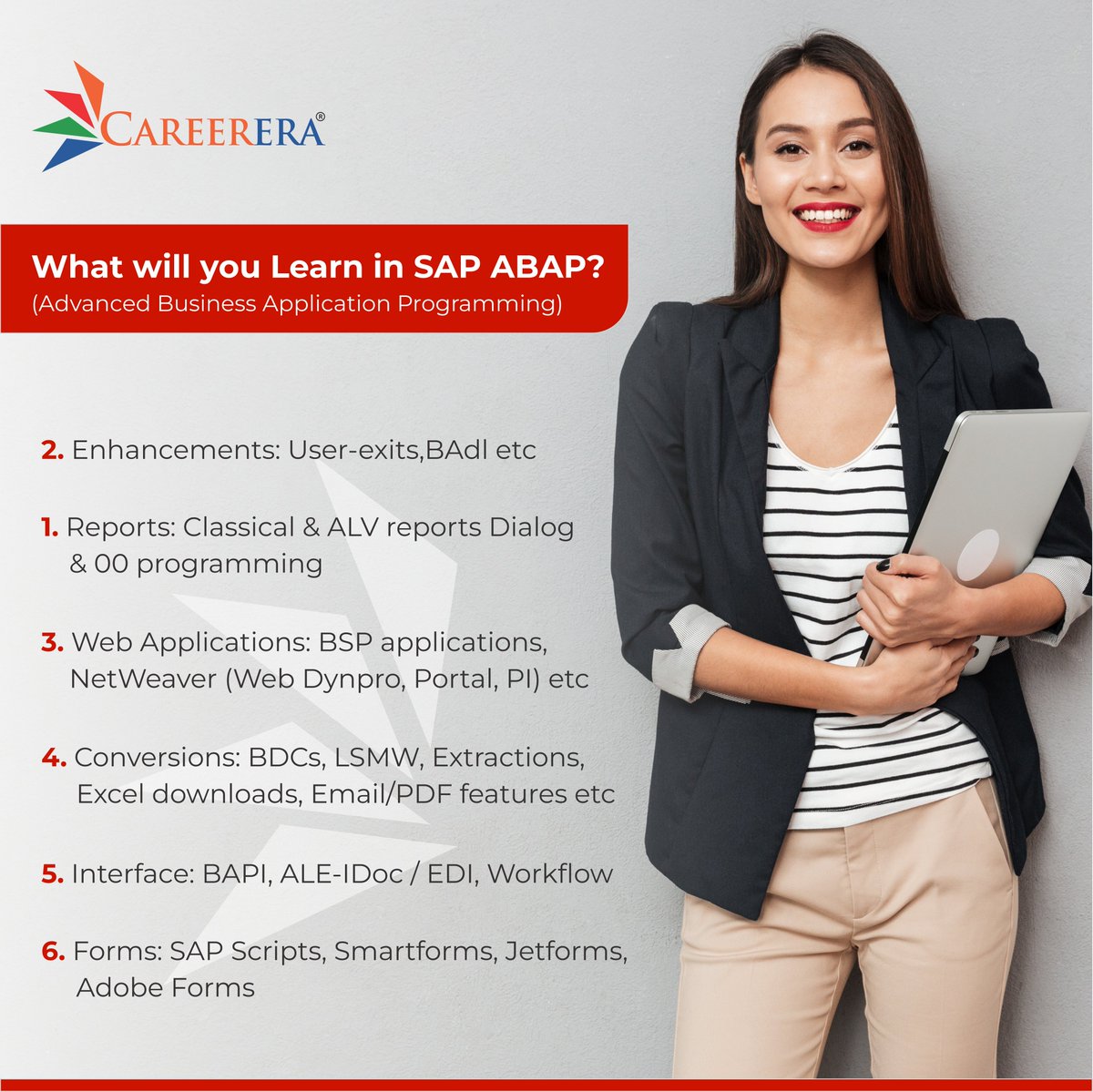 Careerera1's tweet image. You will learn about the primary techniques used to spot SAP - ABAP-related errors in custom code as well as an overview of the various forms of simplification and how they can influence it.
#sap #sapabap #sapmm #sapsd #sapbasis #saptraining #abap #erp #saperp