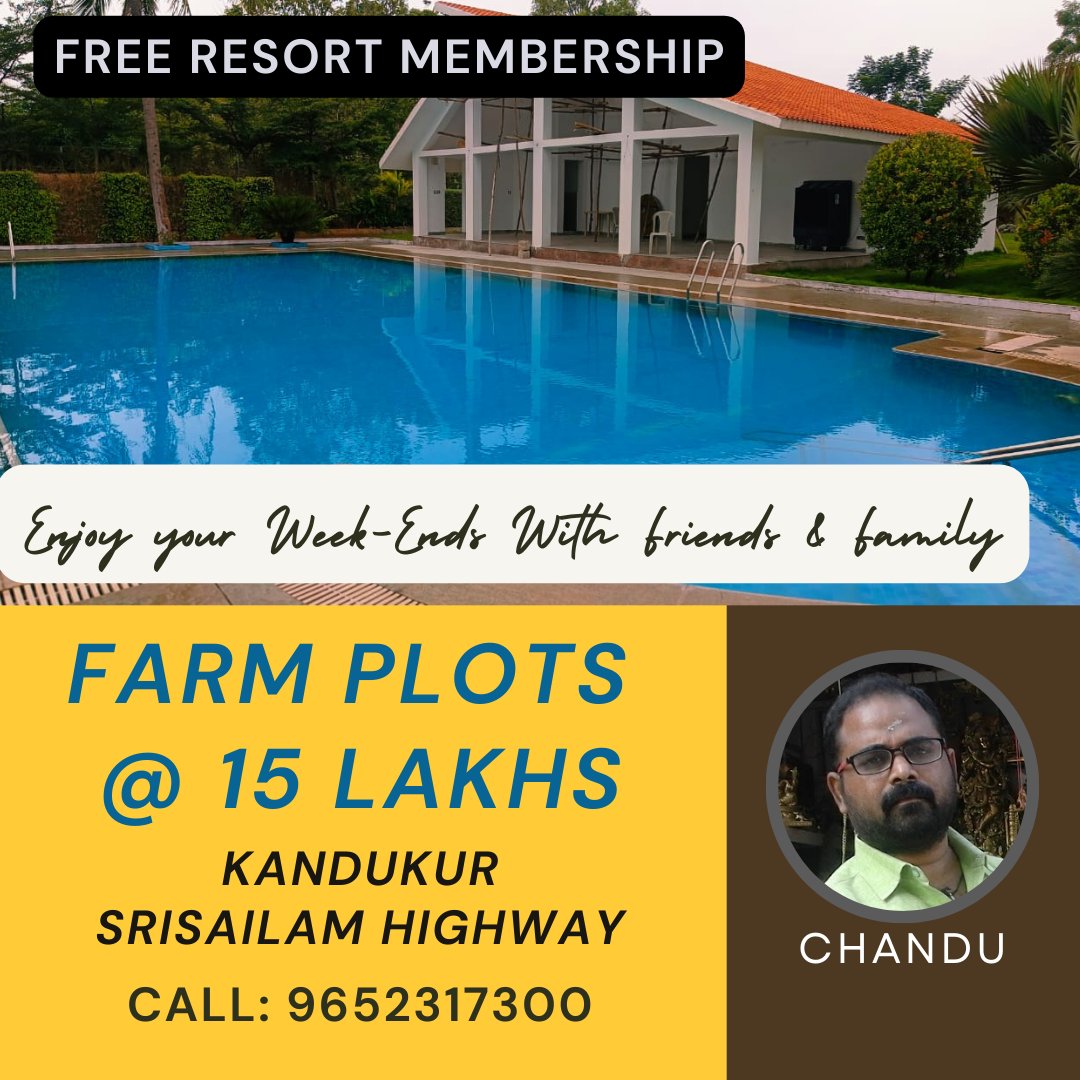 📷Buy 1 Gunta Farm Land @ 15 Lakhs - Call 096523 17300
📷Free Resort Membership
📷Kandukur, Srisailam Highway
📷Nala Conversion Plots in HMDA Limits
📷Mixed Fruit Plantation
📷Telangana Pattadadr Passbook
📷Plot Sizes: 121/242 Sq Yards
📷Spot Registration
📷Clubhouse, Swimming