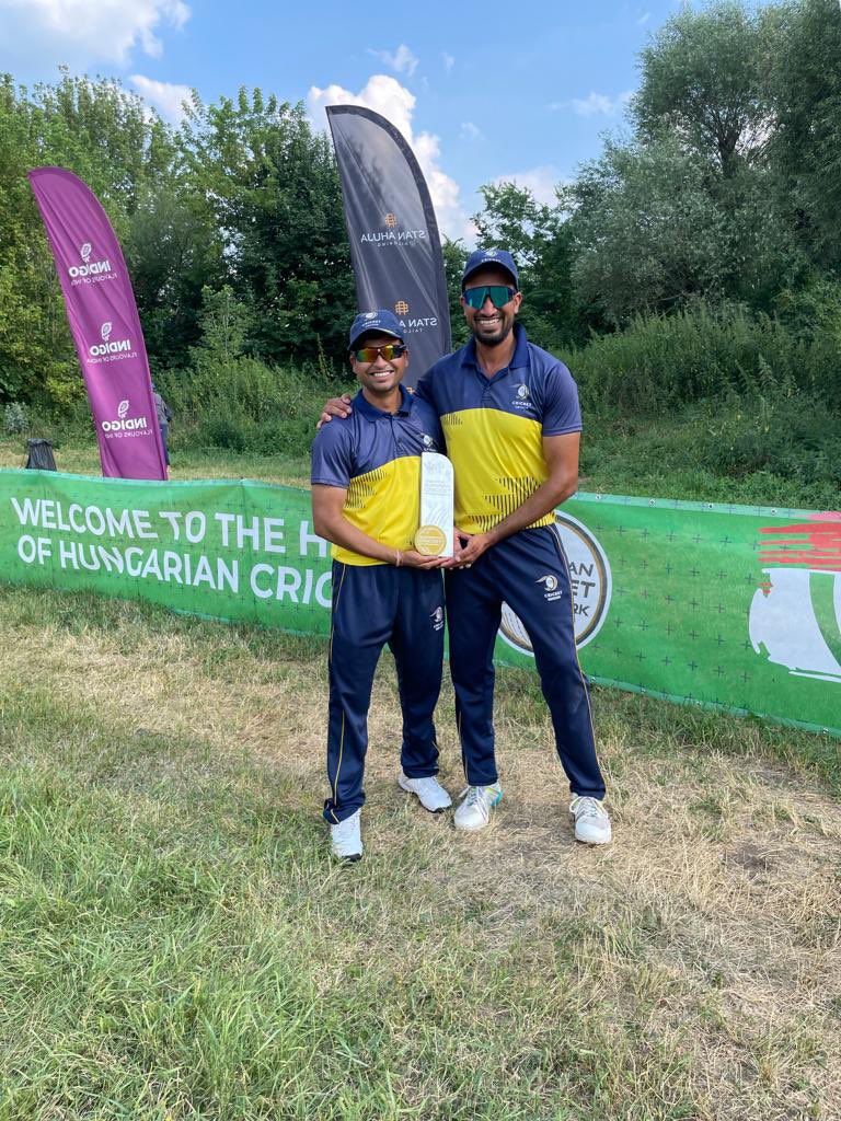 DIFCricket's tweet image. Congratulations once again to @s_choudhry13 for leading @SvenskCricket 🇸🇪 to another @EuropeanCricket title this time in Hungary 🇭🇺

#CricketSweden 🏆🏏🥳