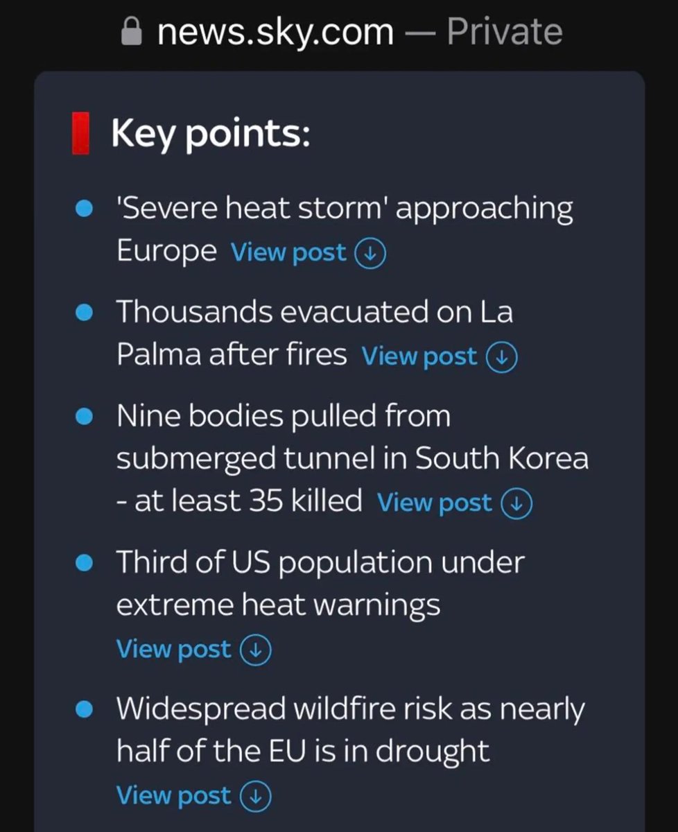 A bulletin board from @SkyNews over the weekend.

We can get used to this? 
Or fight back, & protect the only home we've ever known. 🌎 

We're urging everyone, whatever your role, to name this, #ClimateEmergency & act to stop it, 
#FossilFuelDivestmentNow.