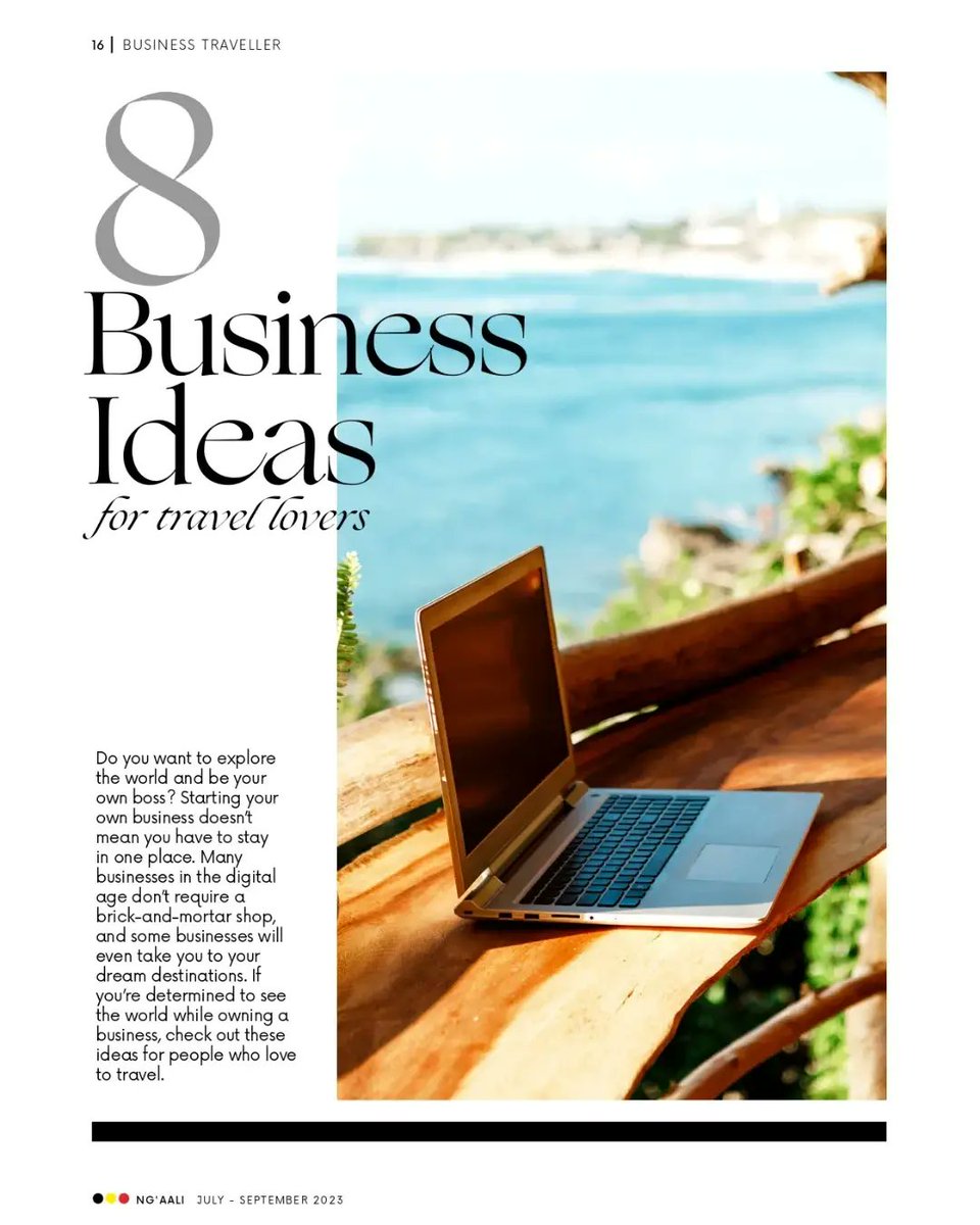 ngaalimag's tweet photo. Do you want to explore the world and be your own boss? Here are 8 business ideas for the travel lovers.

👉🏾Grab a free copy aboard your @UG_Airlines flight or tap 👉🏾 https://t.co/nkRVJlyFDl to flip through the digital edition for the full story https://t.co/M70U6Zie02
