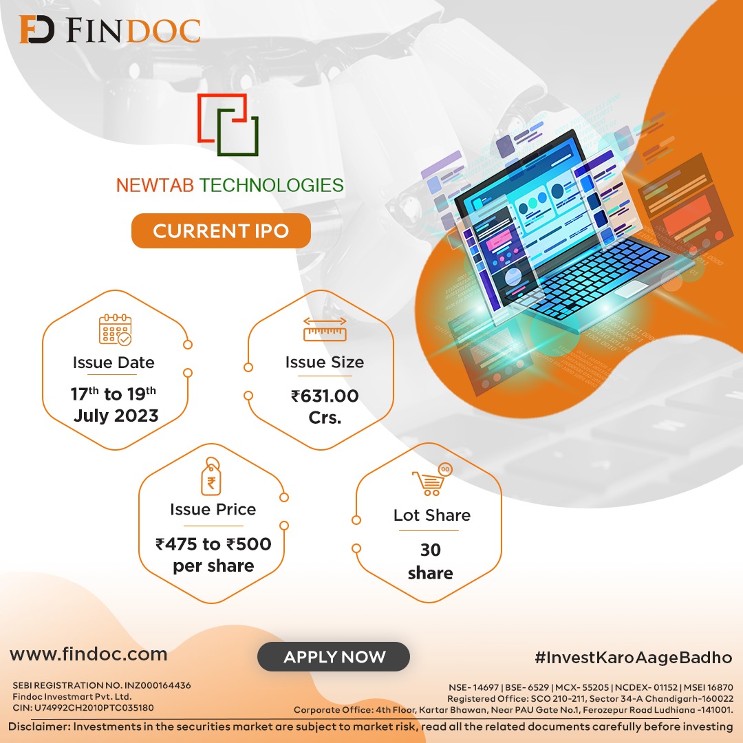 FindocGroup's tweet image. #currentipo
Furthermore, have all the information about the Current IPO "NewTab Technology"

Apply Now::  findoc.com/ipo

#optionstrading #algotrading #IPO #sharemarket #stockmarket #algotrading #InvestKaroAageBadh